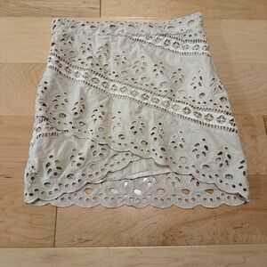 H&M women skirt eyelet cream daintyfront size‎ 8 cottagecore coquette